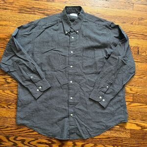 Gingham Plaid Gray Long Sleeve Button Down Shirt Men's XL Natural Issue Preppy